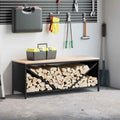 Vidaxl brandhoutrek met houten blad 100,5x35,5x40 cm zwart
