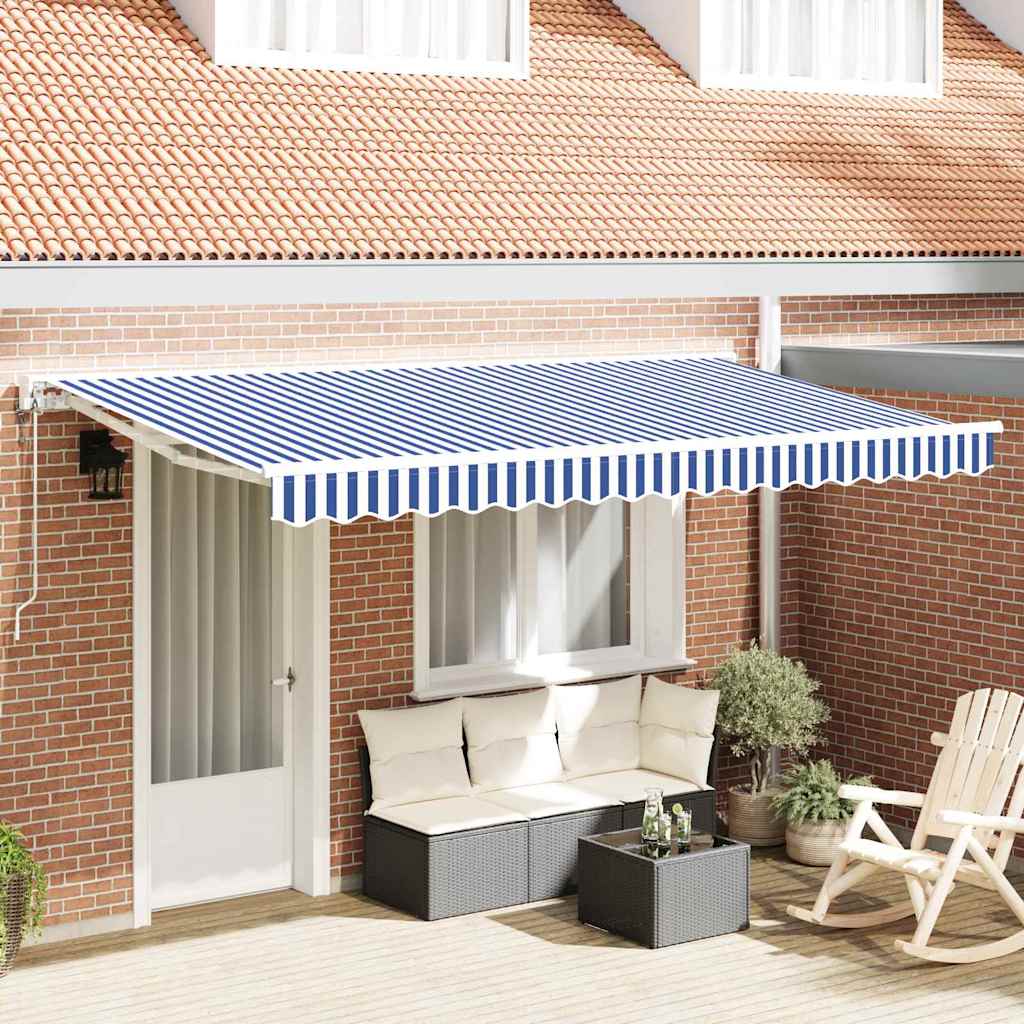 Vidaxl inklapbaar zonnescherm blauw en wit 400 x 200 cm