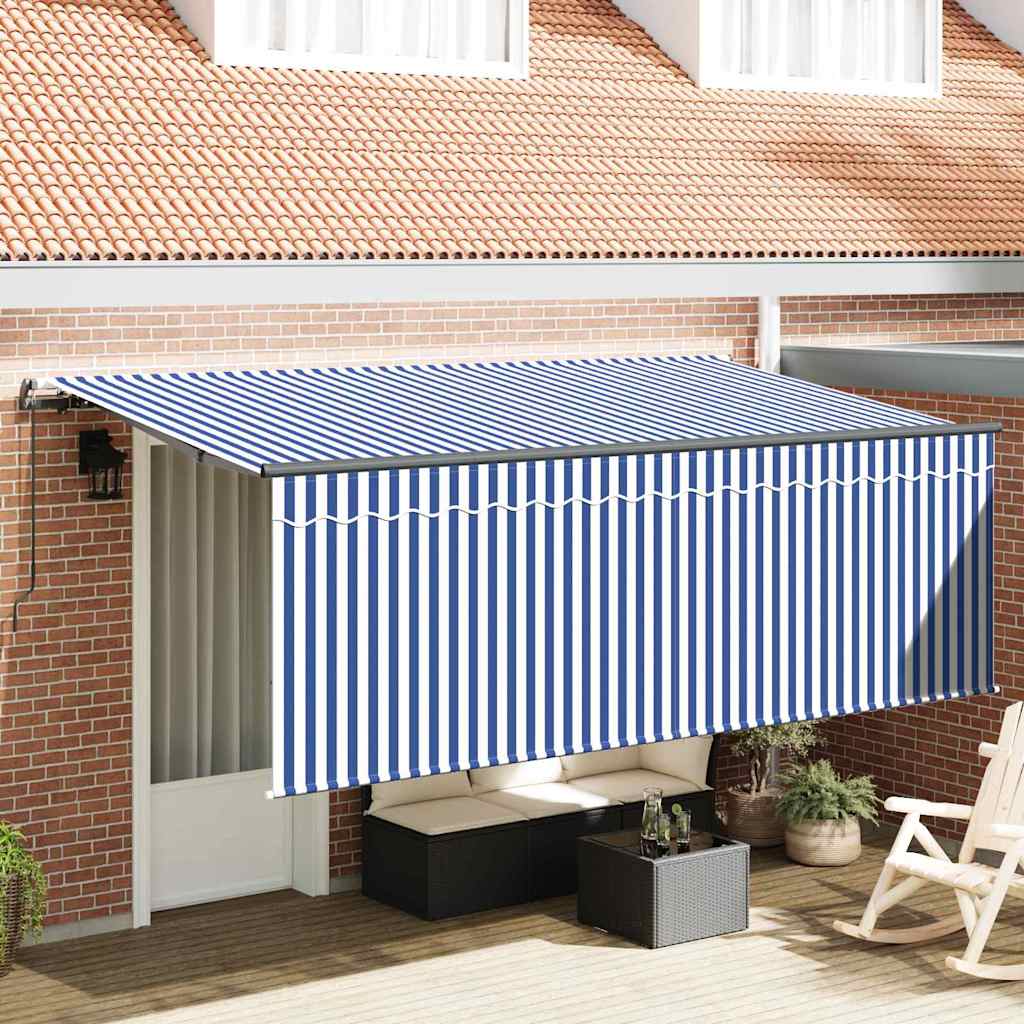 Vidaxl inklapbaar zonnescherm blauw en wit 400 x 200 cm