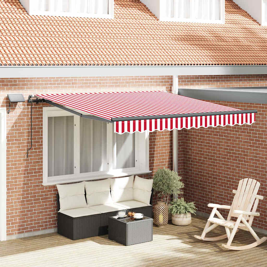 Vidaxl inklapbaar zonnescherm rood en wit 300 x 250 cm stof