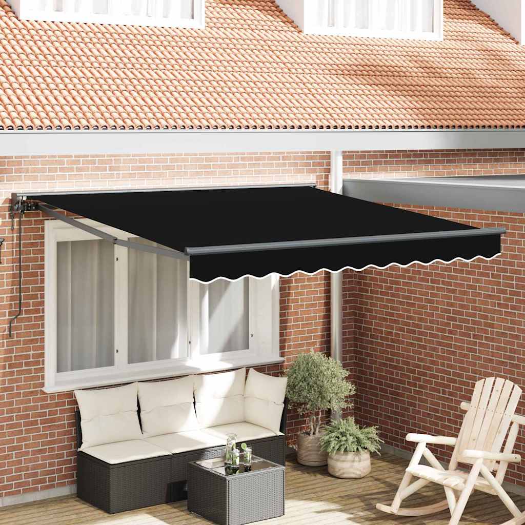Vidaxl inklapbaar zonnescherm zwart 300 x 250 cm polyester en metaal