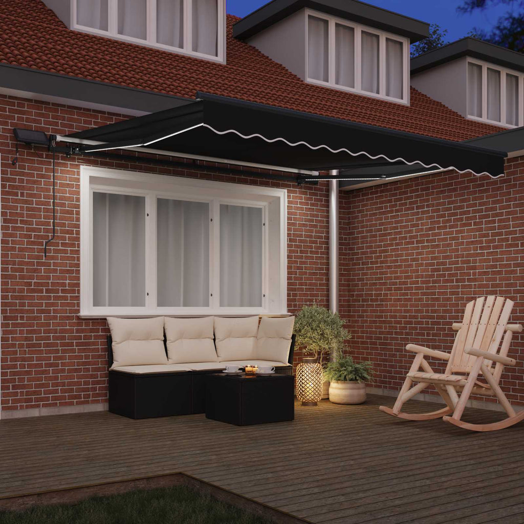 Vidaxl inklapbaar zonnescherm zwart 350 x 250 cm stof