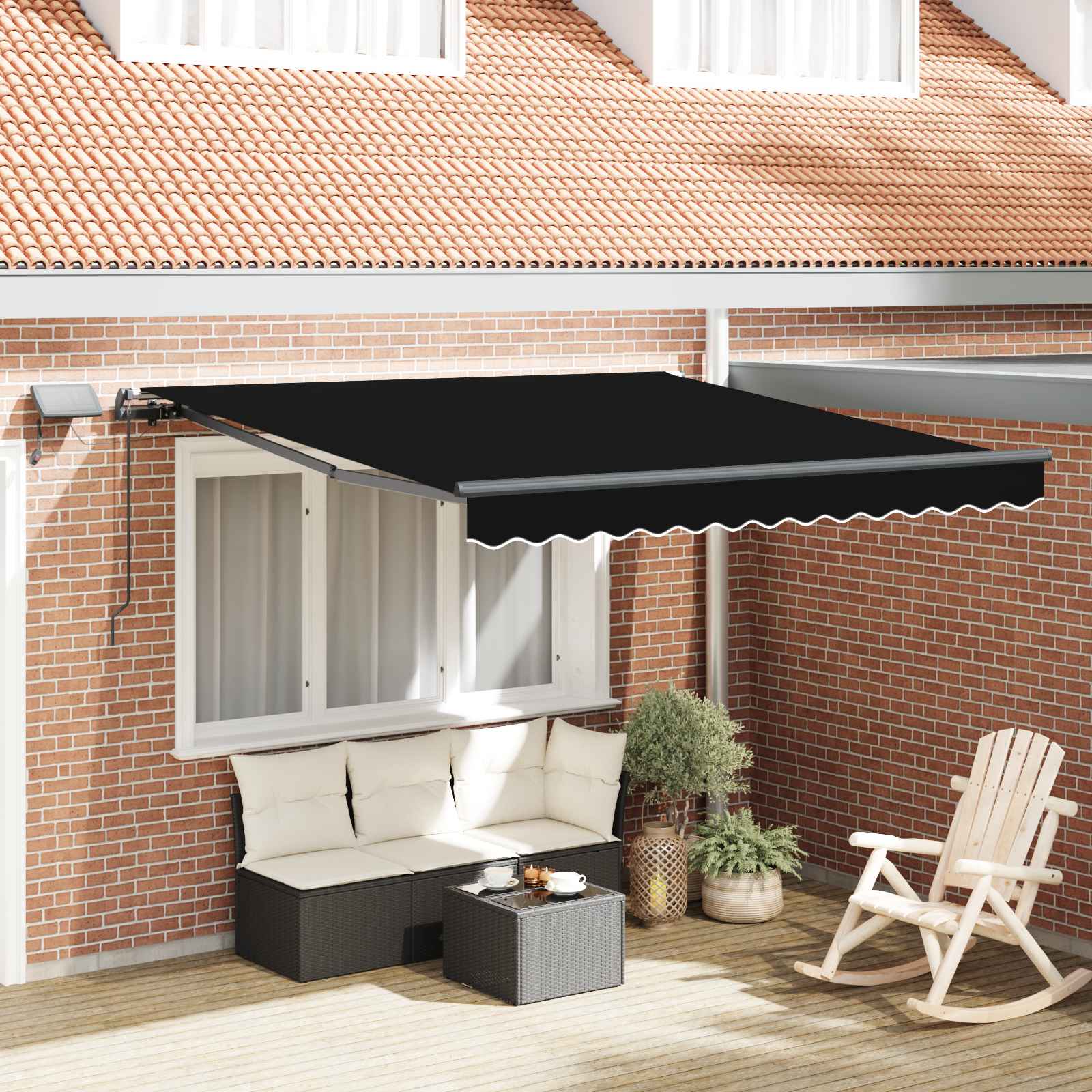 Vidaxl inklapbaar zonnescherm zwart 350 x 250 cm stof