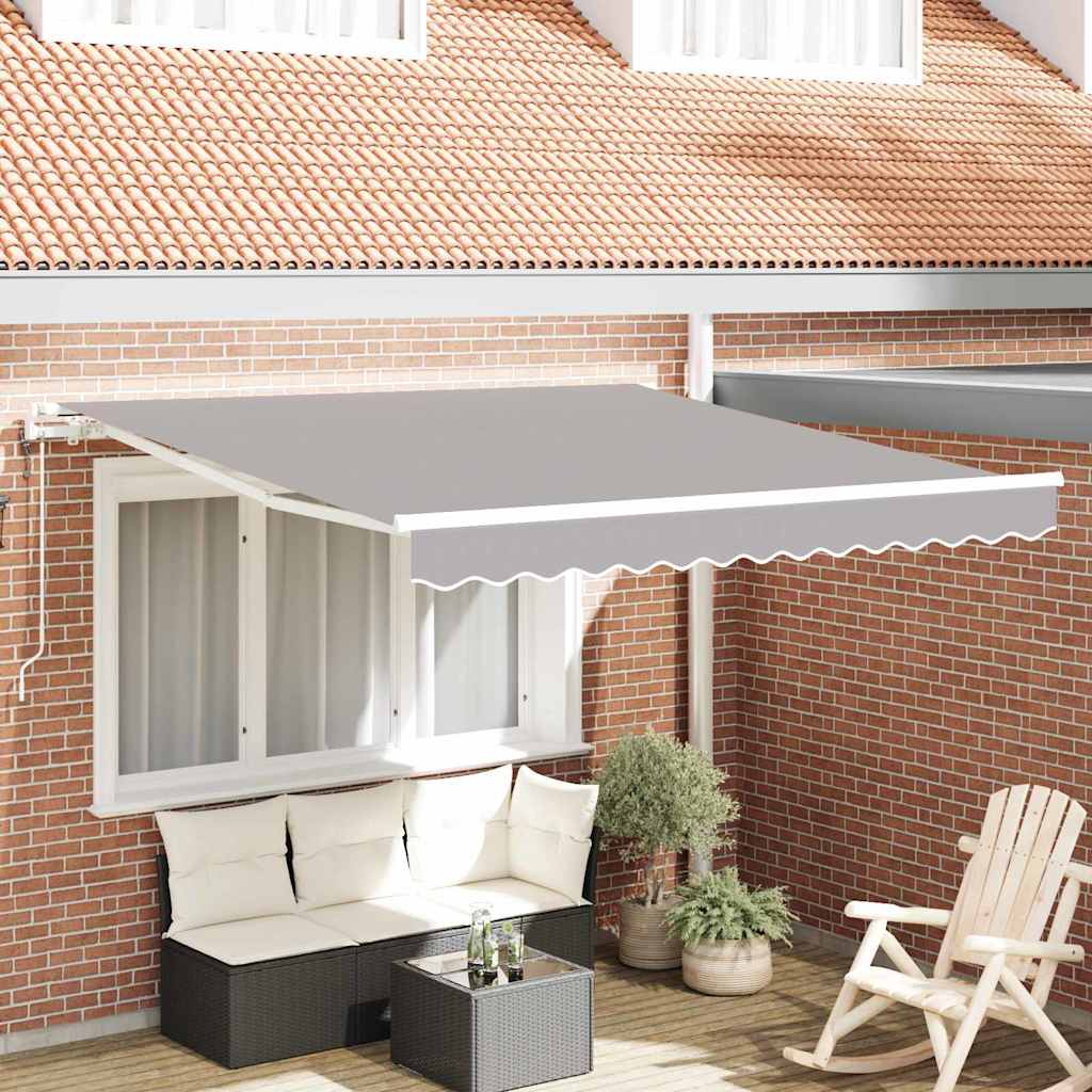 Vidaxl uitschuifbare luifel lichtgrijs 350 x 250 cm stof en aluminium