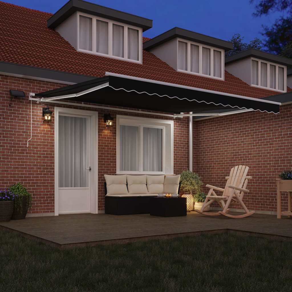 Vidaxl inklapbaar zonnescherm zwart 400 × 300 cm stof en staal