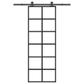 Vidaxl schuifdeur met beslag 76x205 cm esg-glas en aluminium