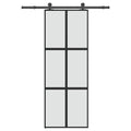 Vidaxl schuifdeur met beslag 76x205 cm gehard glas en aluminium