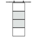 Vidaxl schuifdeur met beslag 76x205 cm gehard glas en aluminium