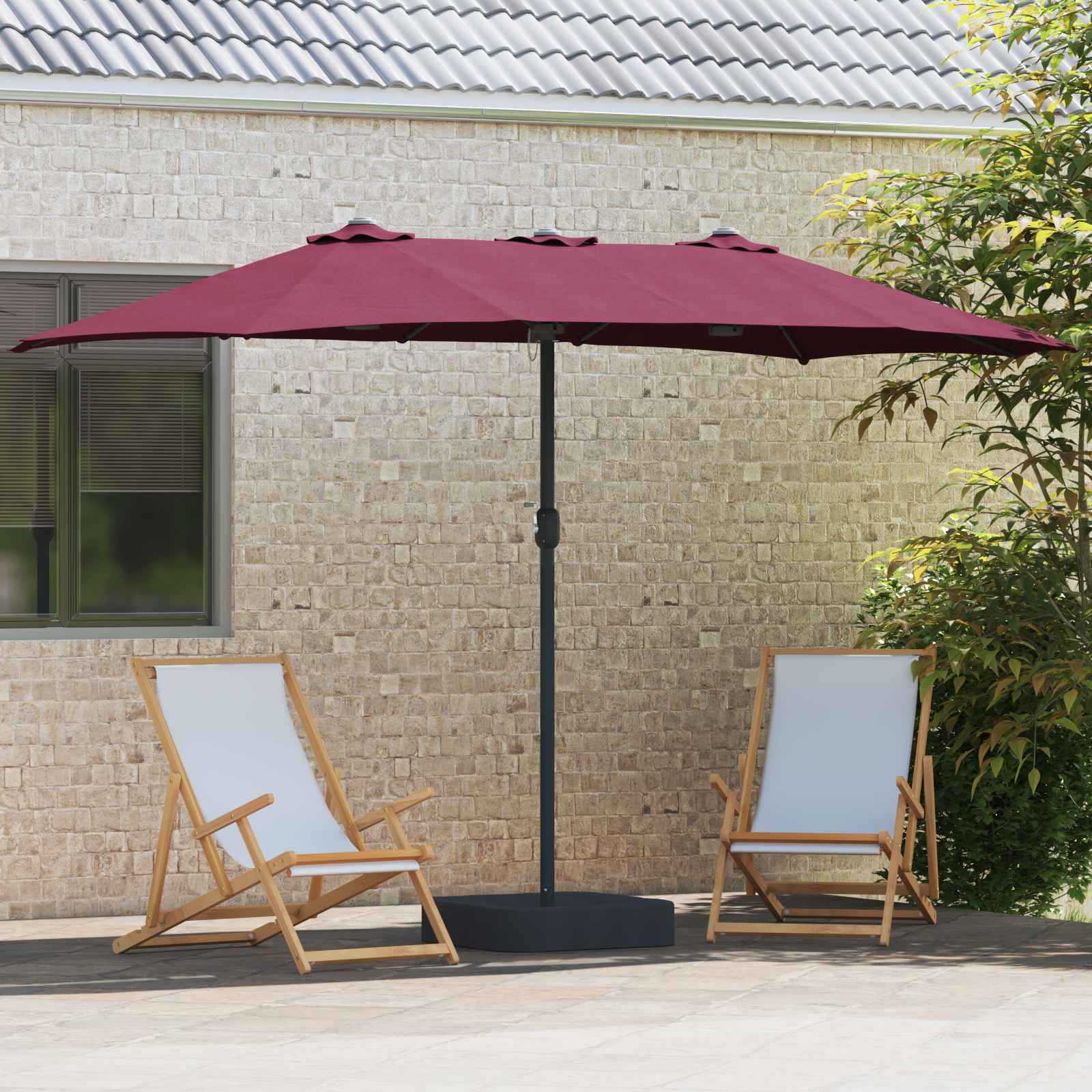 Vidaxl tuinparasol bordeaux rood 385 x 209 x 244 cm polyester