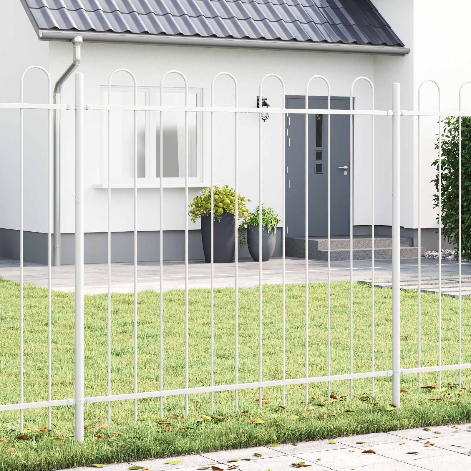 Vidaxl tuinhek 3 pcs wit 5,1 x 1,5 m poedercoating staal