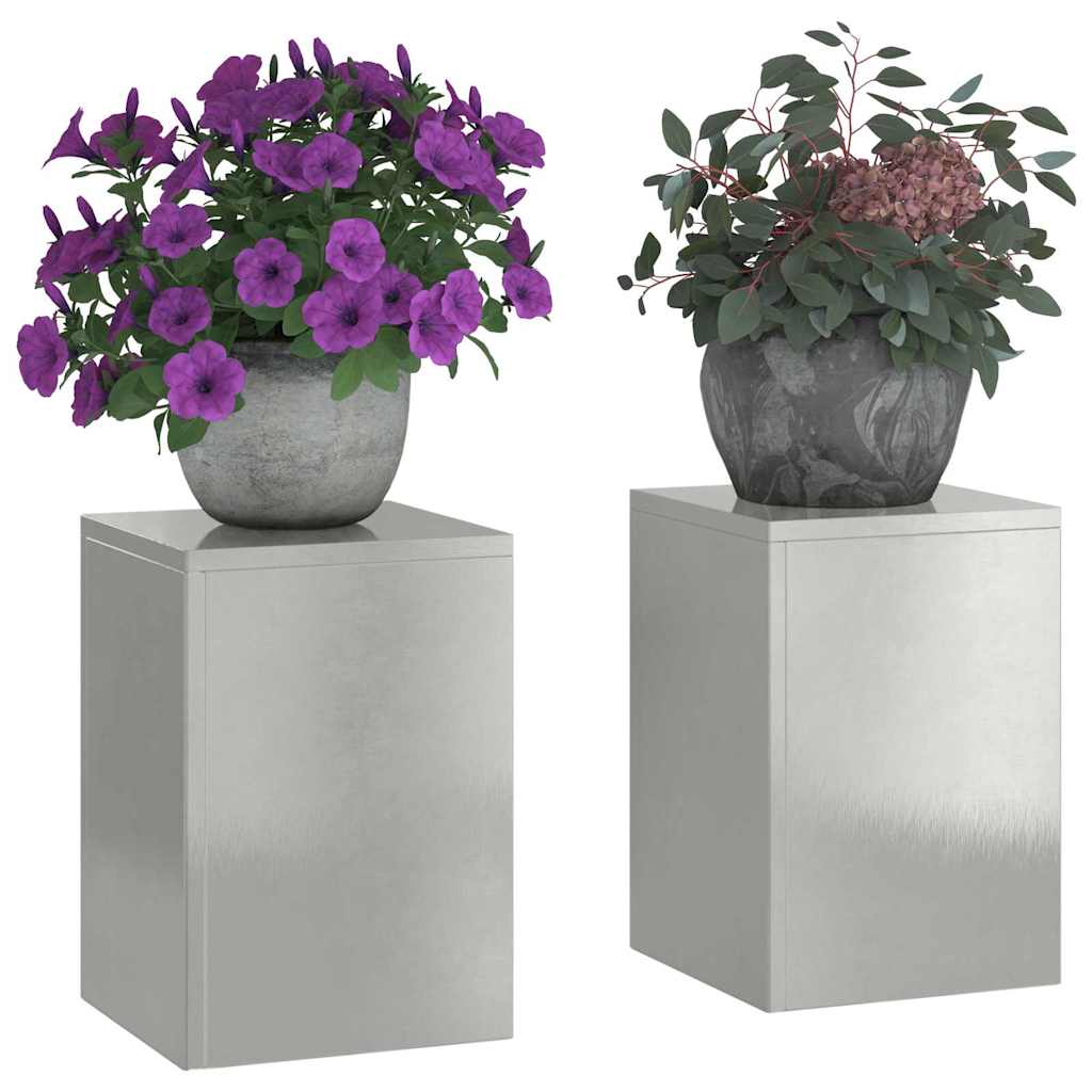 Vidaxl plantenstandaard 2 st zilver 24 x 24 x 35 cm roestvrij staal