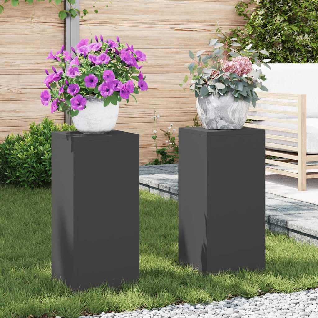 Vidaxl plantenstandaard 2 st zwart 24 x 24 x 55 cm koudgewalst staal