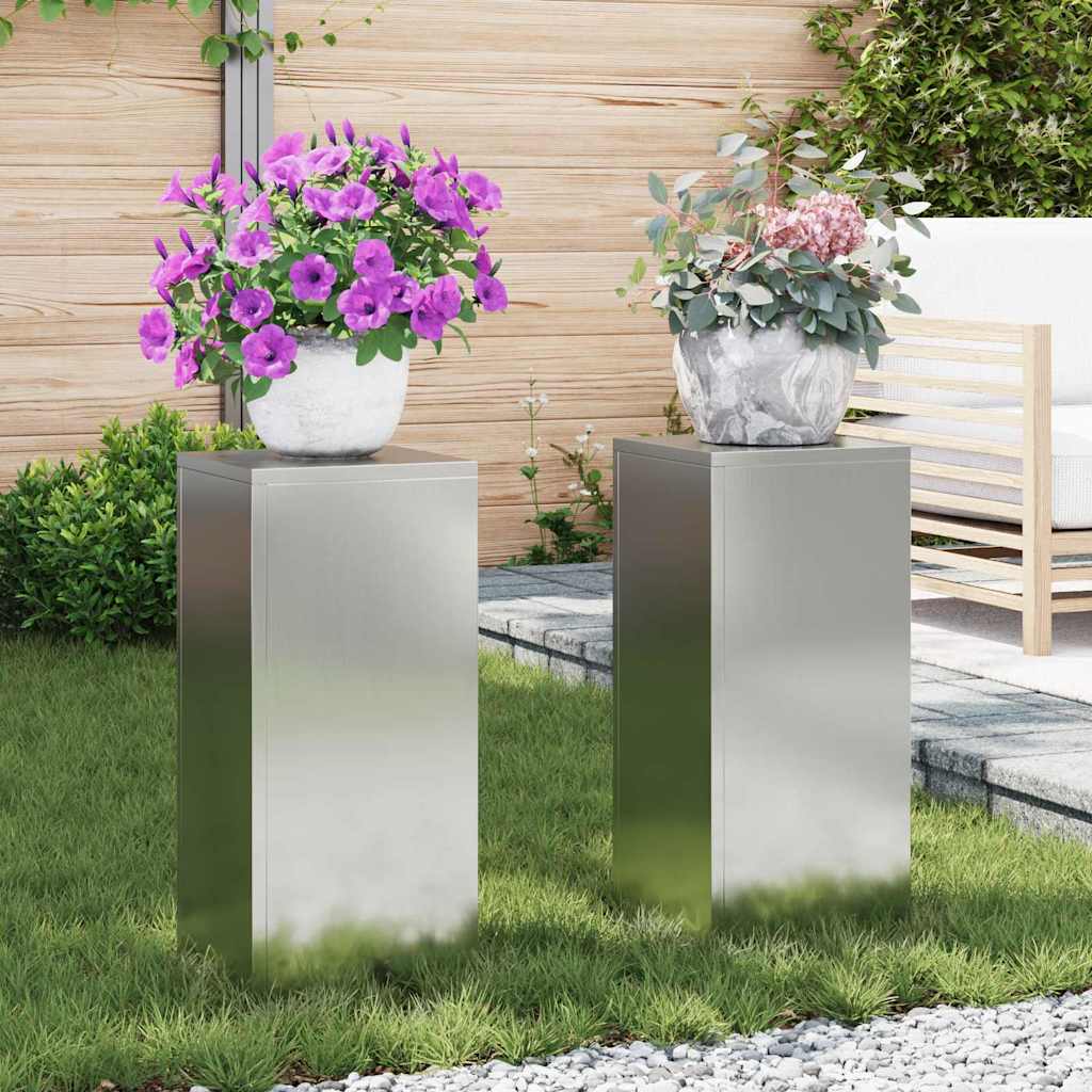 Vidaxl plantenstandaard 2 st zilver 24 x 24 x 55 cm