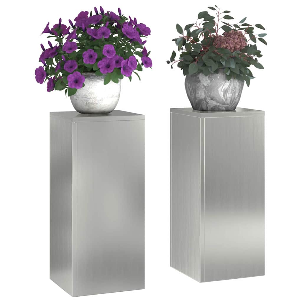 Vidaxl plantenstandaard 2 st zilver 24 x 24 x 55 cm