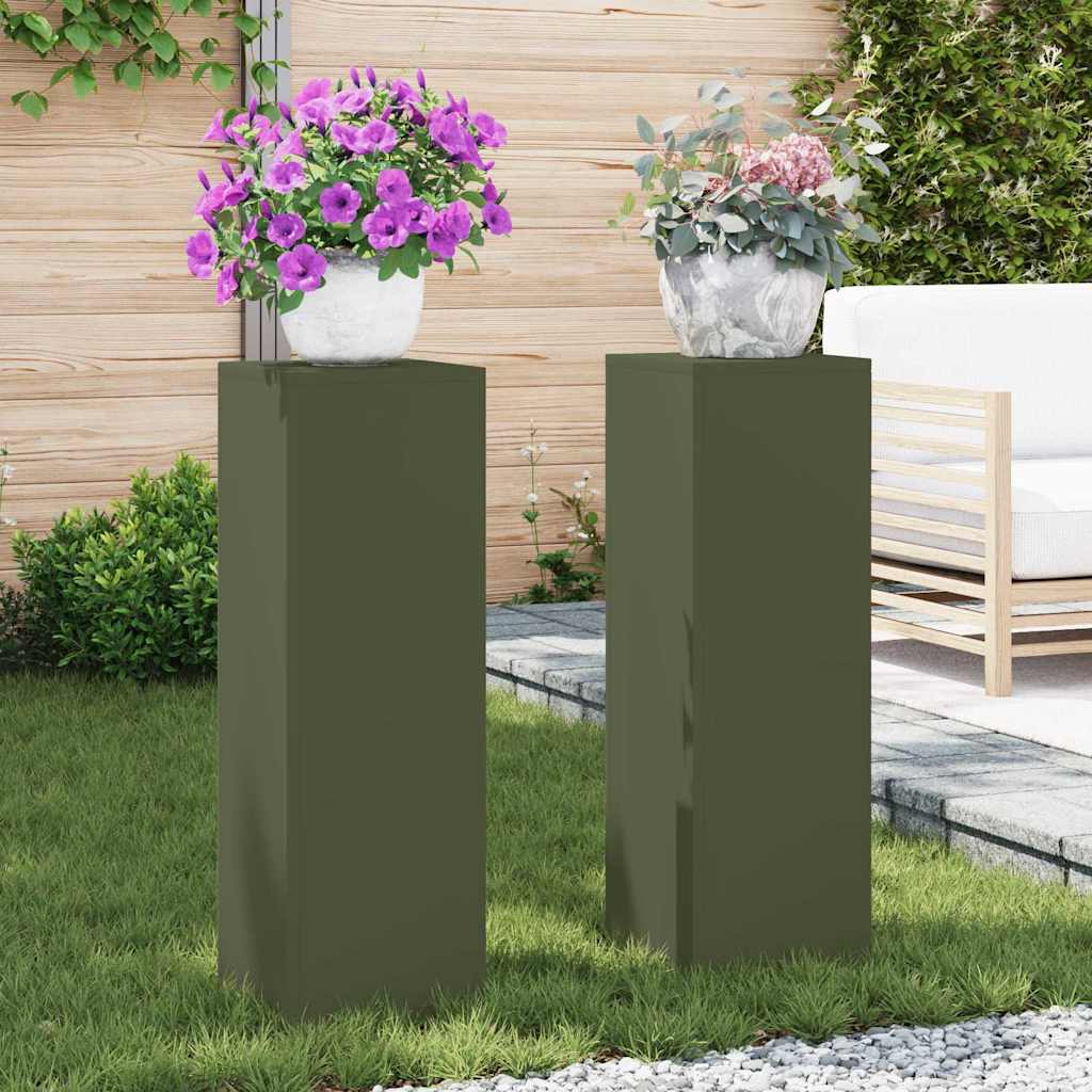 Vidaxl plantenstandaard 2 st olijfgroen 24 x 24 x 75 cm