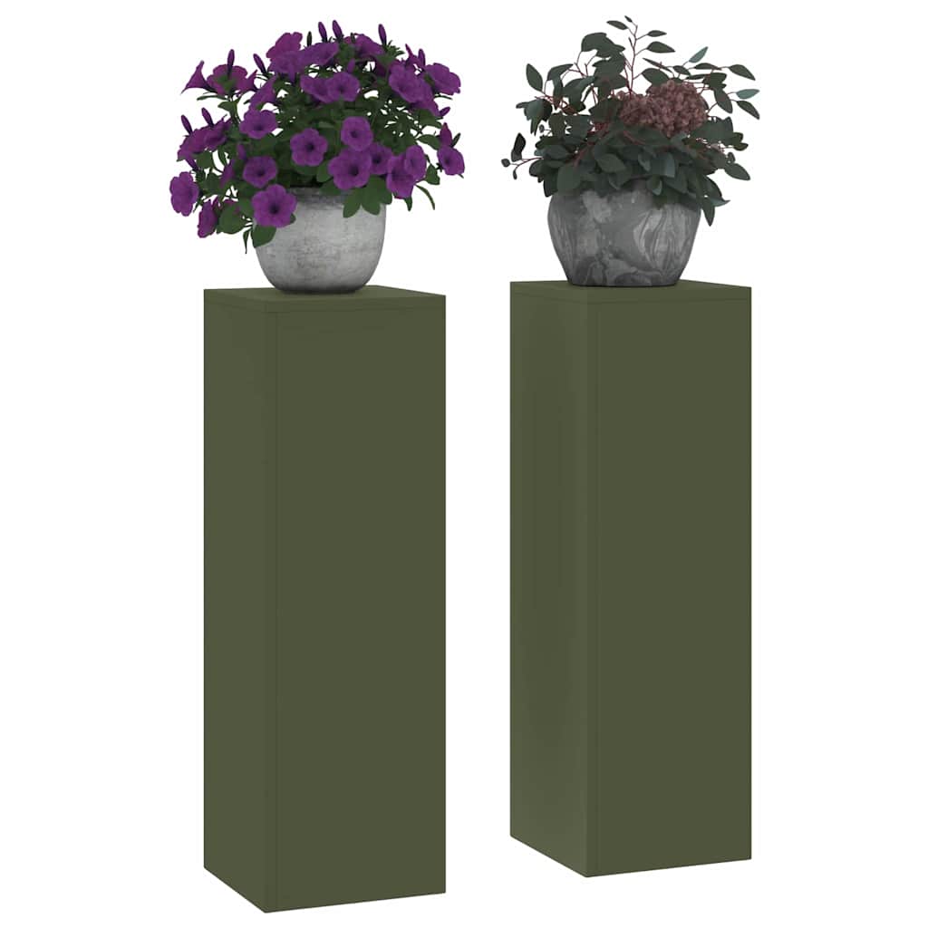Vidaxl plantenstandaard 2 st olijfgroen 24 x 24 x 75 cm