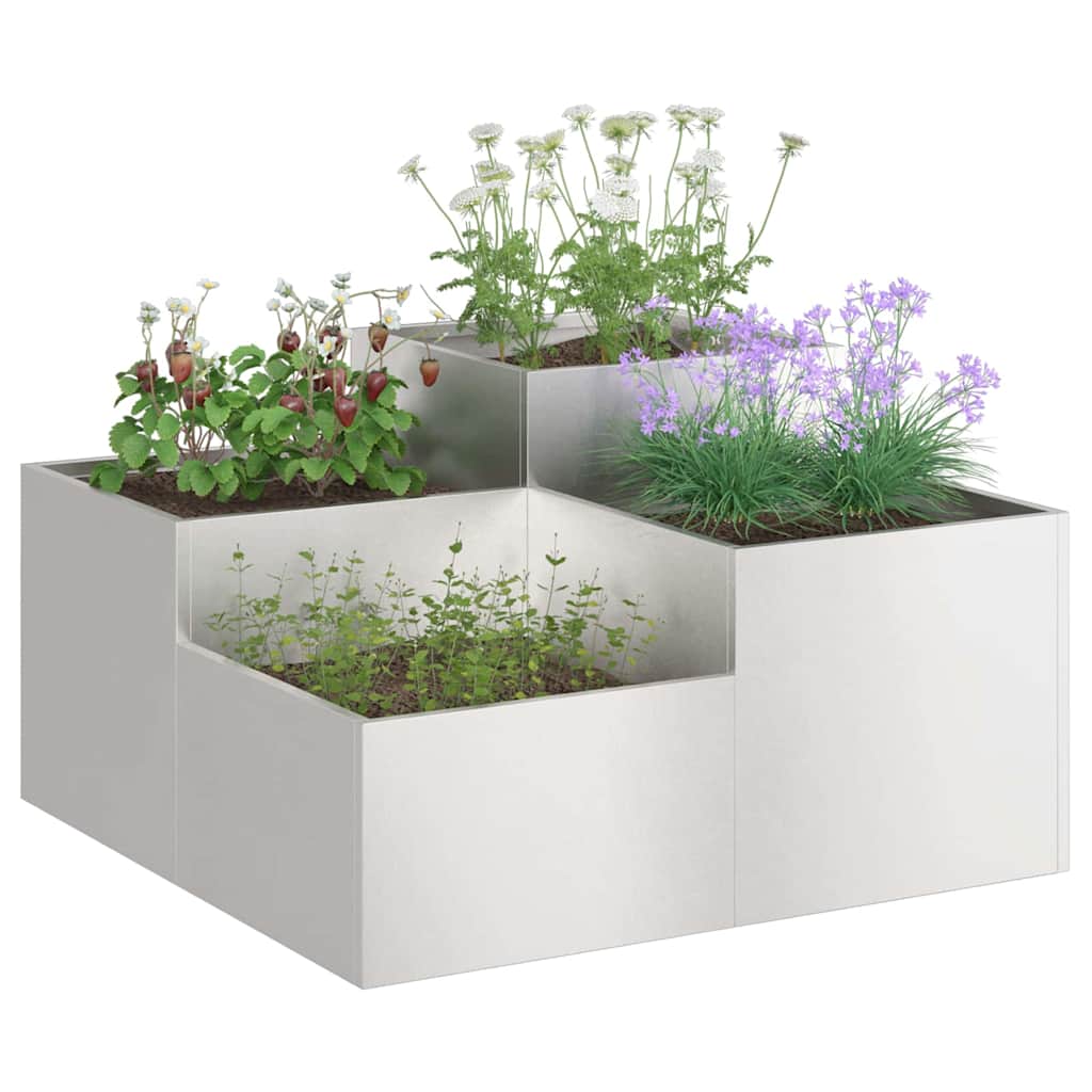Vidaxl tuin bloempot zilver 80 x 80 x 48 cm roestvrij staal