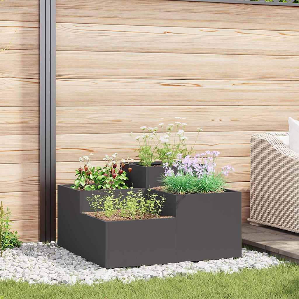 Vidaxl tuin bloempot zwart 100 x 100 x 48 cm staal