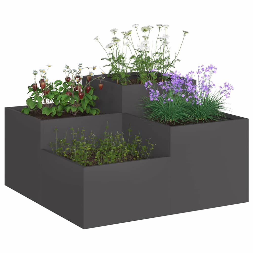 Vidaxl tuin bloempot zwart 100 x 100 x 48 cm staal