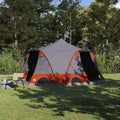 Vidaxl dome tent voor 4 personen 4-persoons grijs en oranje