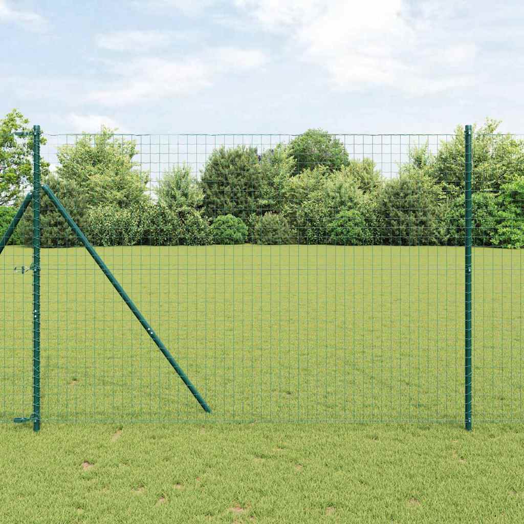 Vidaxl ingegraven hekpalen 7 st groen gepoedercoat staal