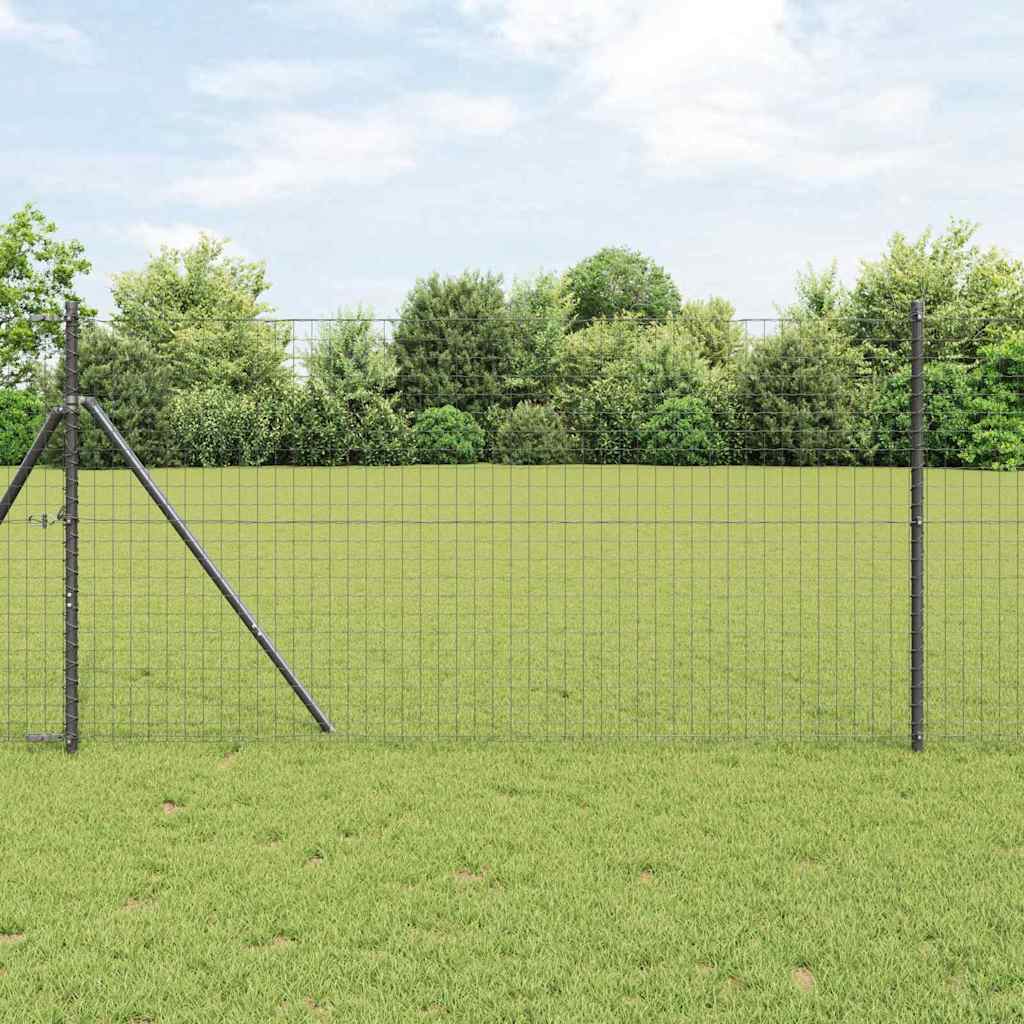 Vidaxl ingegraven hekpalen 7 st grijs gepoedercoat staal
