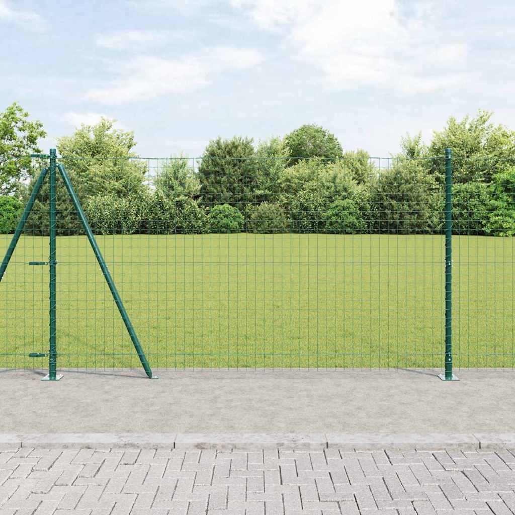 Vidaxl hekpaal met betonnen voet 13 st groen gepoedercoat staal