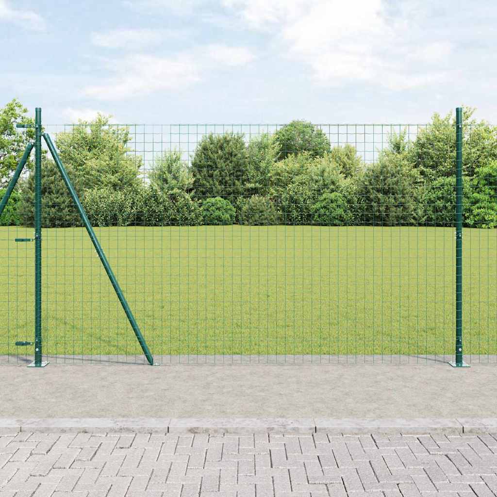 Vidaxl hekpaal met betonnen voet 13 st groen gepoedercoat staal