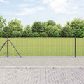 Vidaxl hekpaal met betonnen voet 13 st grijs gepoedercoat staal