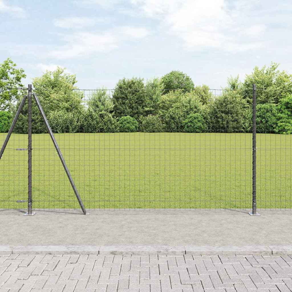Vidaxl hekpaal met betonnen voet 13 st grijs gepoedercoat staal