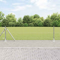 Vidaxl hekpaal met betonnen voet 7 st zilver gepoedercoat staal