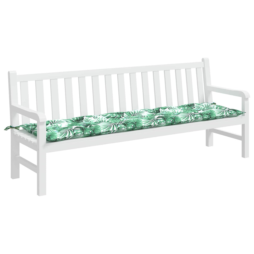 Vidaxl tuinbankkussen met bladpatroon, 200x50x7 cm, oxfordstof