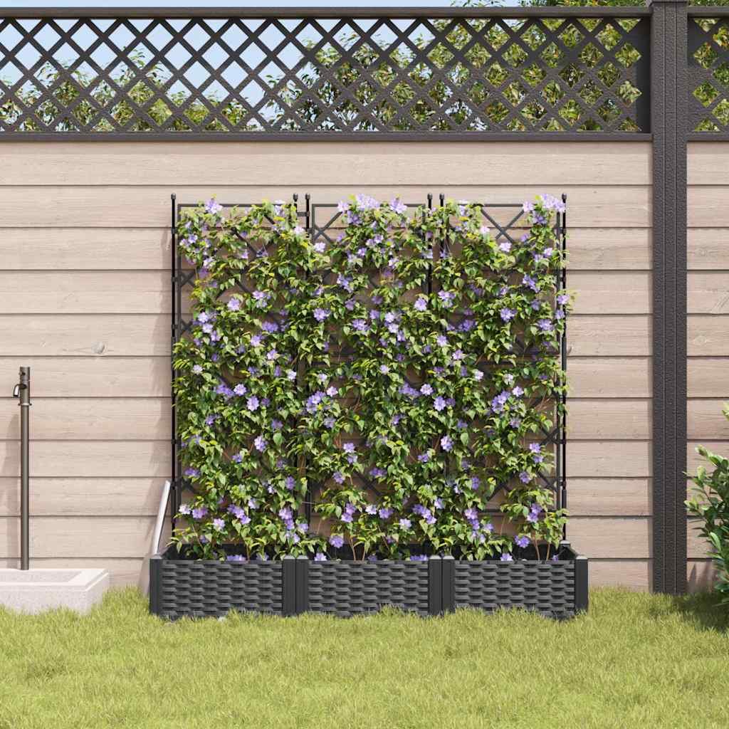 Vidaxl plantenbak 3 st zwart 120 x 40 x 125,5 cm pp