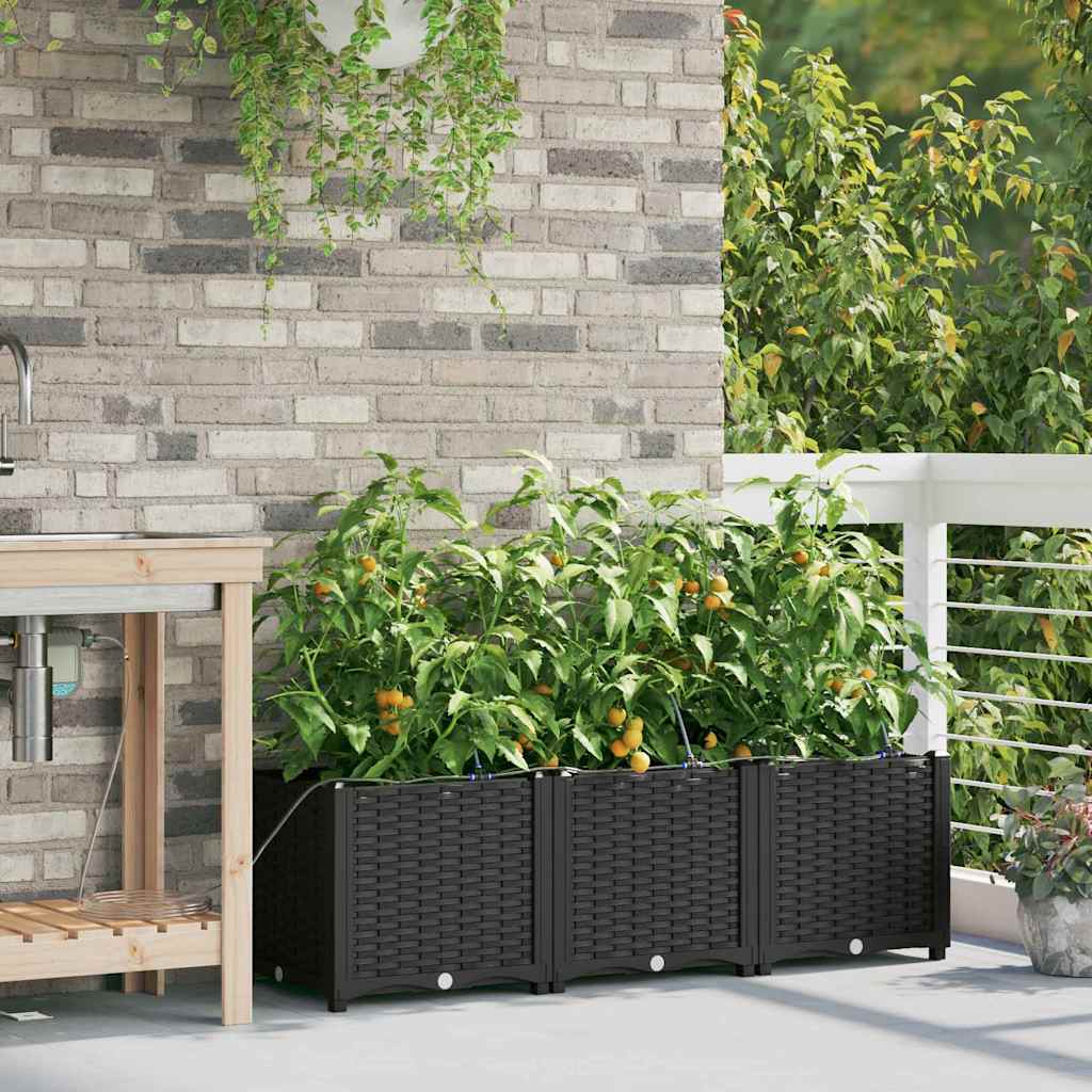 Vidaxl plantenbak 3 st zwart 120 x 40 x 37,5 cm pp