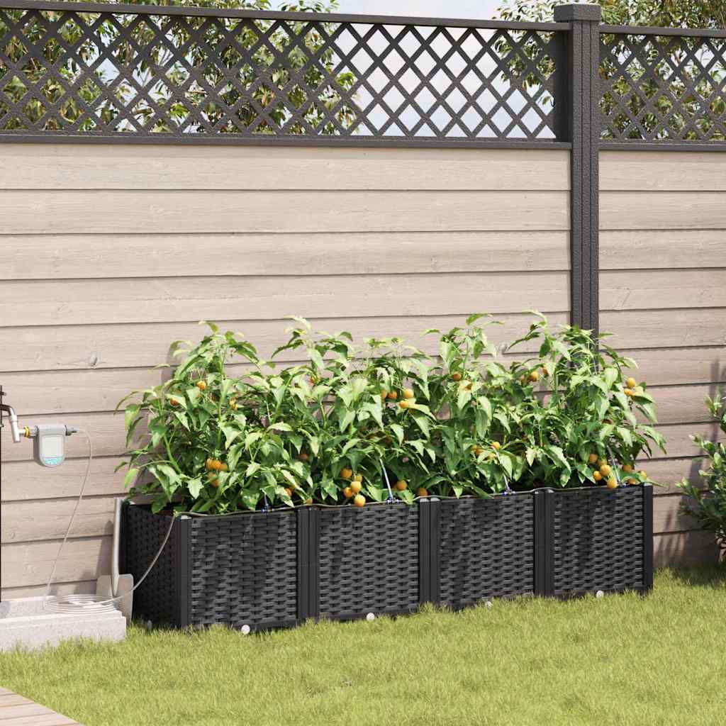 Vidaxl plantenbak 4 st zwart 160 x 40 x 37,5 cm pp