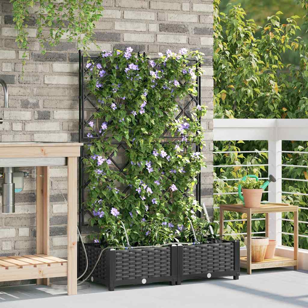 Vidaxl plantenbak 2 st zwart 80 x 40 x 126 cm pp