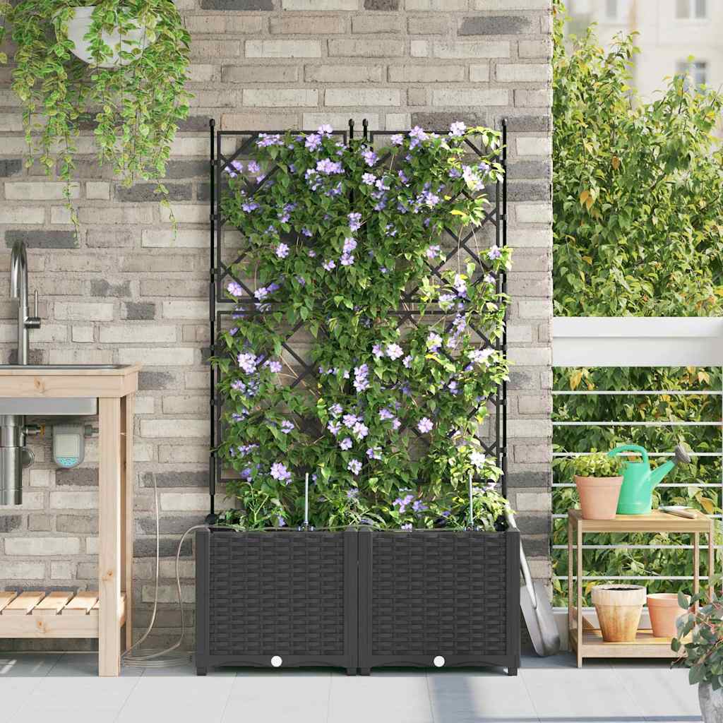 Vidaxl plantenbak 2 st zwart 80 x 40 x 142 cm pp