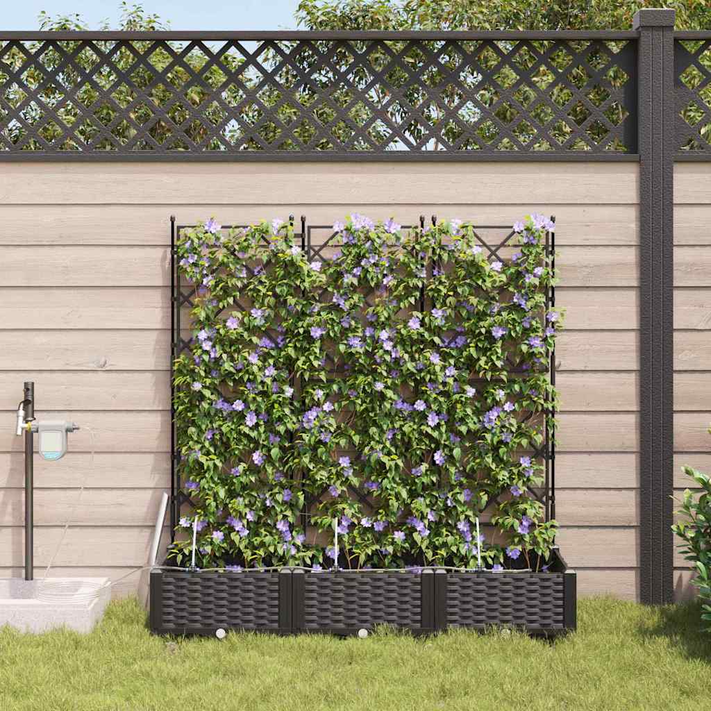 Vidaxl plantenbak 3 st zwart 120 x 40 x 126 cm pp