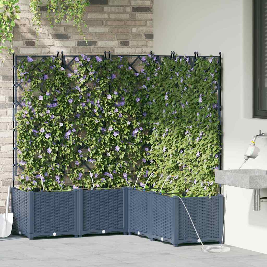 Vidaxl plantenbak 3 st grijs 80 x 80 x 143 cm pp