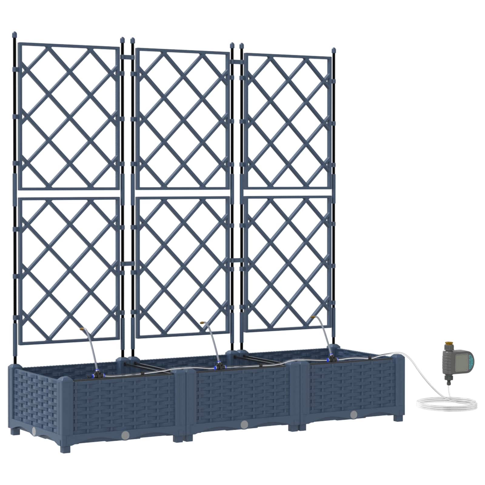 Vidaxl tuin bloempot 3 pcs grijs 120 x 120 x 142 cm staal