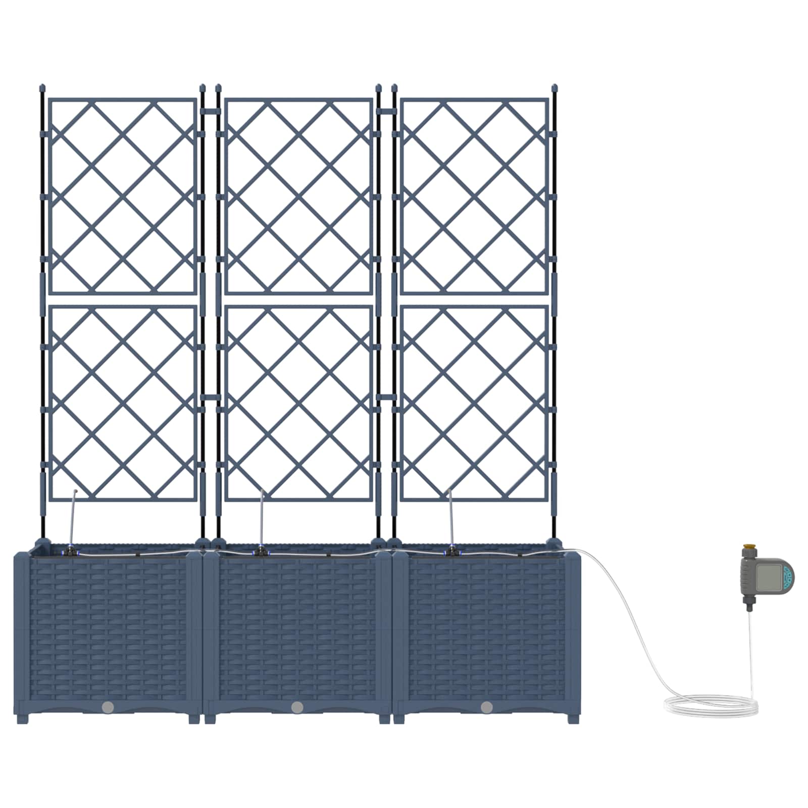 Vidaxl tuin bloempot 5 pcs grijs 120 x 120 x 142 cm staal