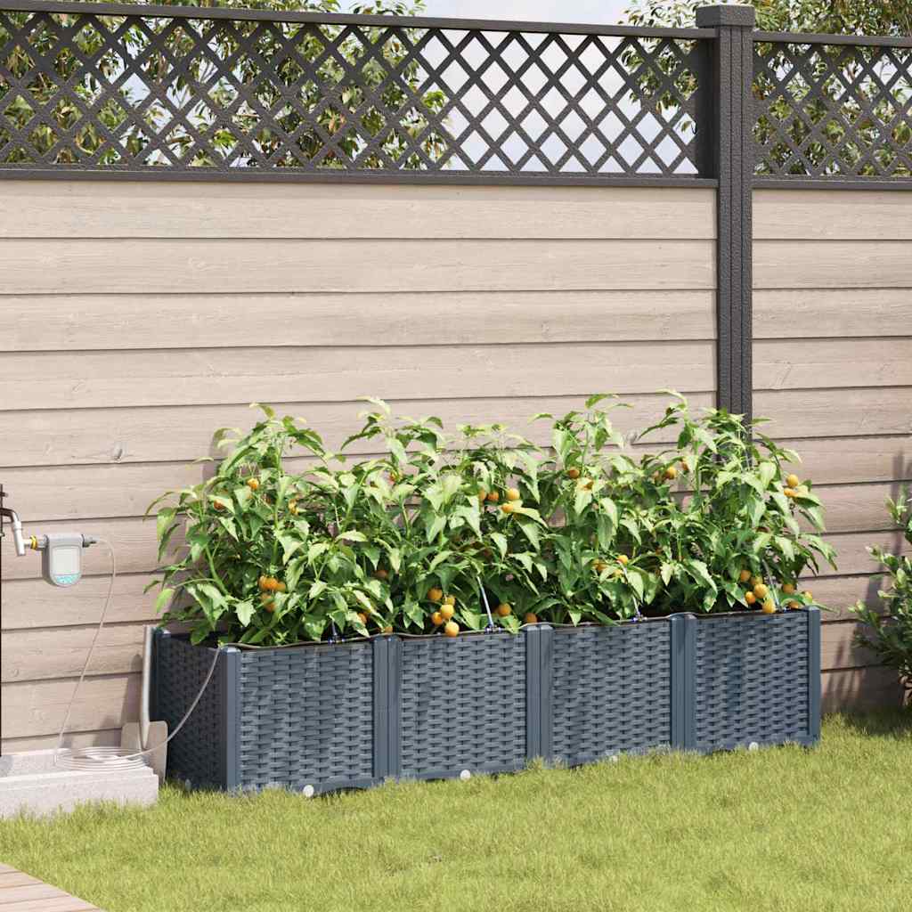 Vidaxl plantenbak 4 st lichtgrijs 160 x 40 x 37,5 cm pp
