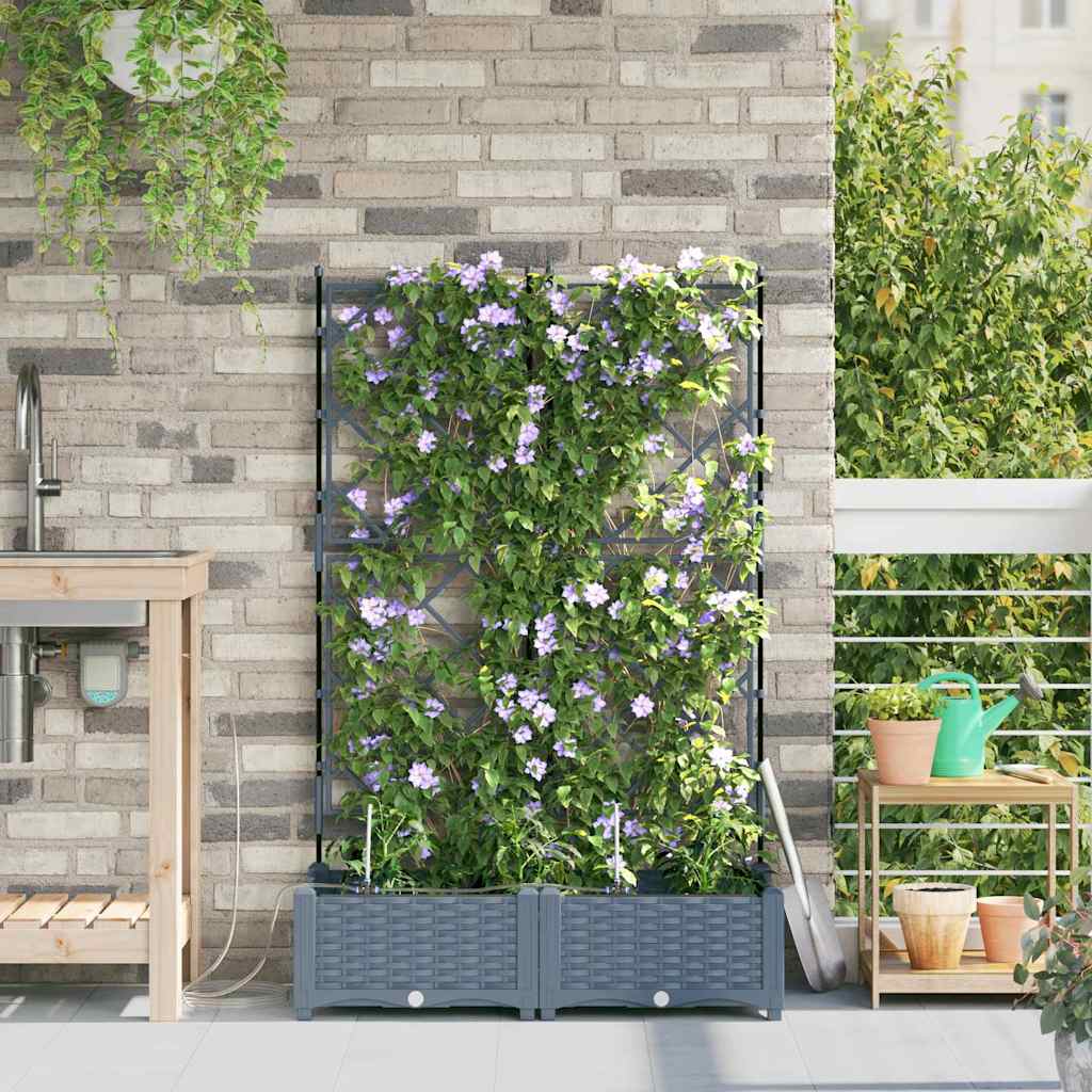 Vidaxl plantenbak 2 st lichtgrijs 80 x 40 x 126 cm pp