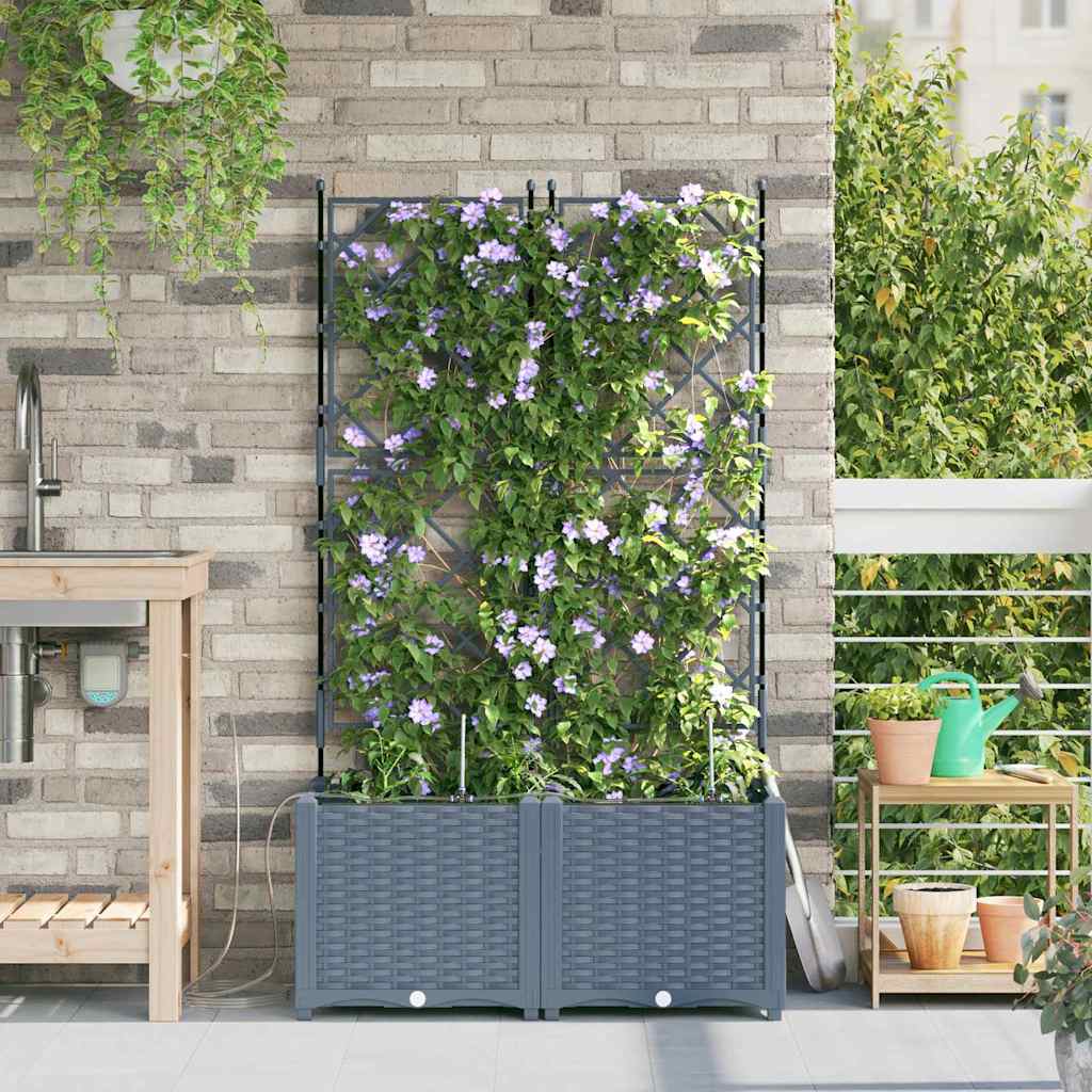 Vidaxl plantenbak 2 st lichtgrijs 80 x 40 x 142 cm pp
