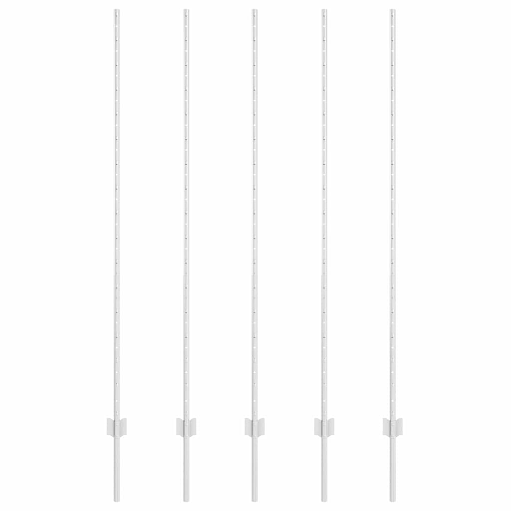 Vidaxl afrasteringspaal 5 pcs zilver 160 cm staal