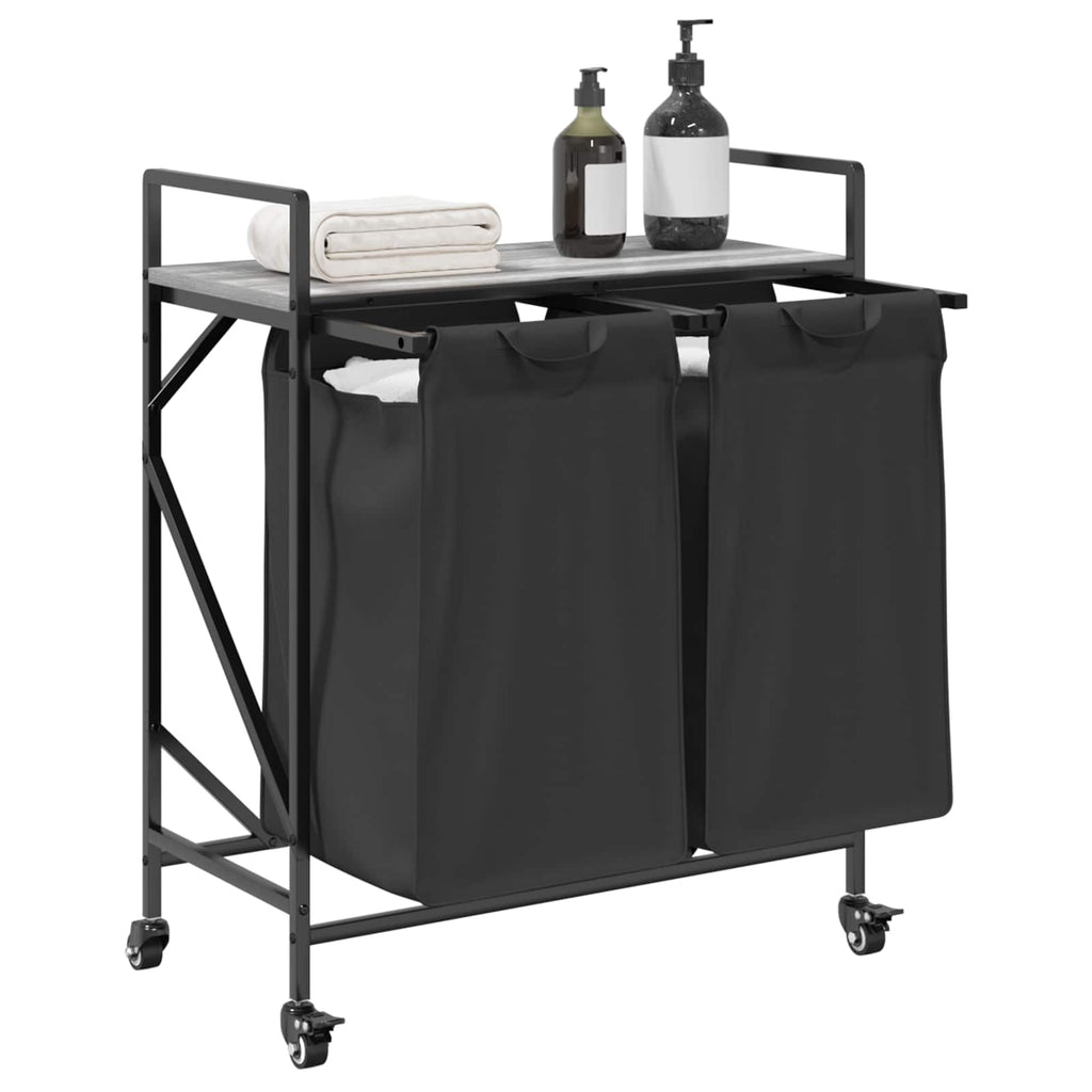 Vidaxl wasmand 2 vakken met planken grijs sonoma eiken
