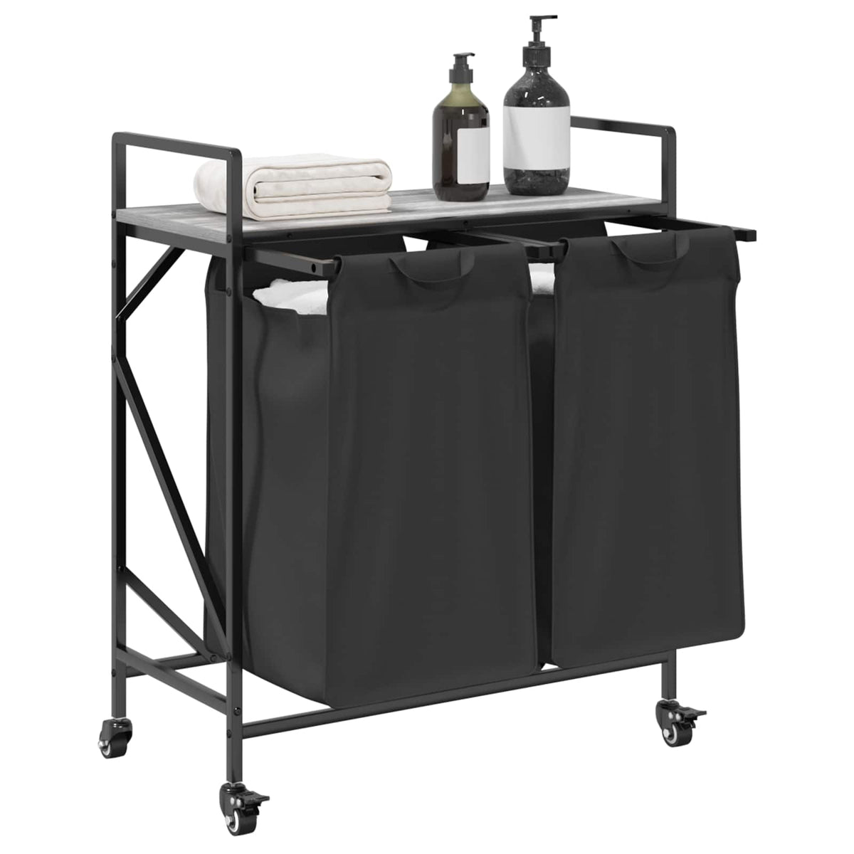 Vidaxl wasmand 2 vakken met planken grijs sonoma eiken