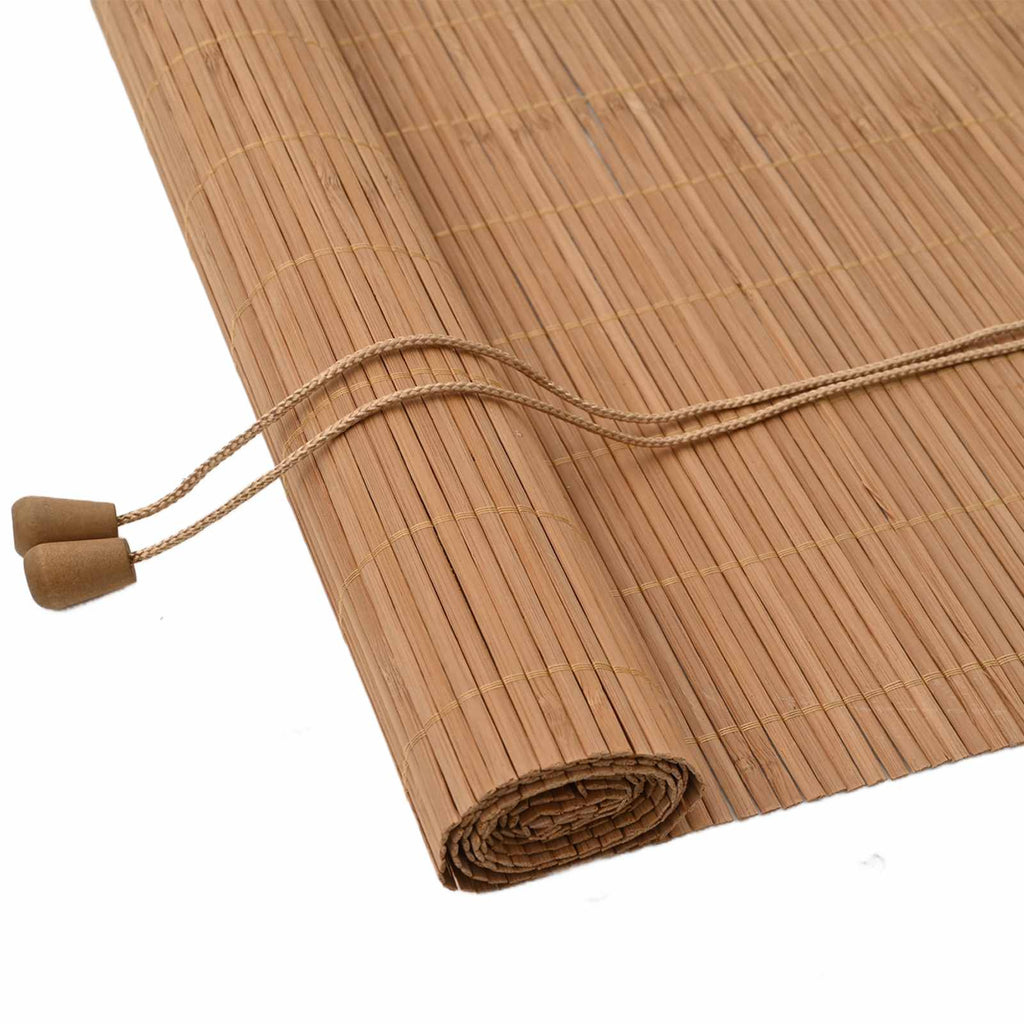 Vidaxl rolgordijn met gordijnen bruin 140 x 220 cm bamboe