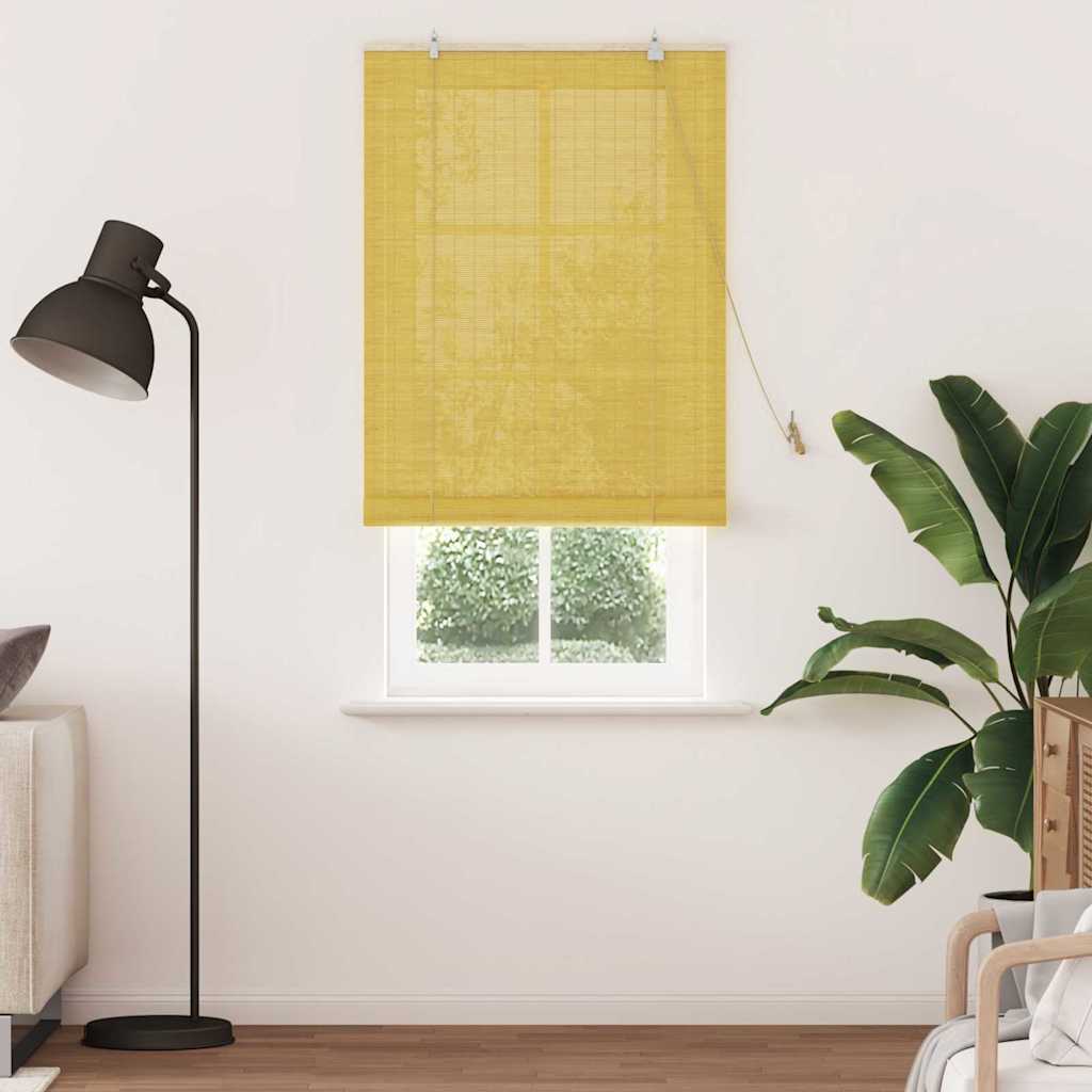 Vidaxl rolgordijn met gordijnen geel 80 x 220 cm bamboe