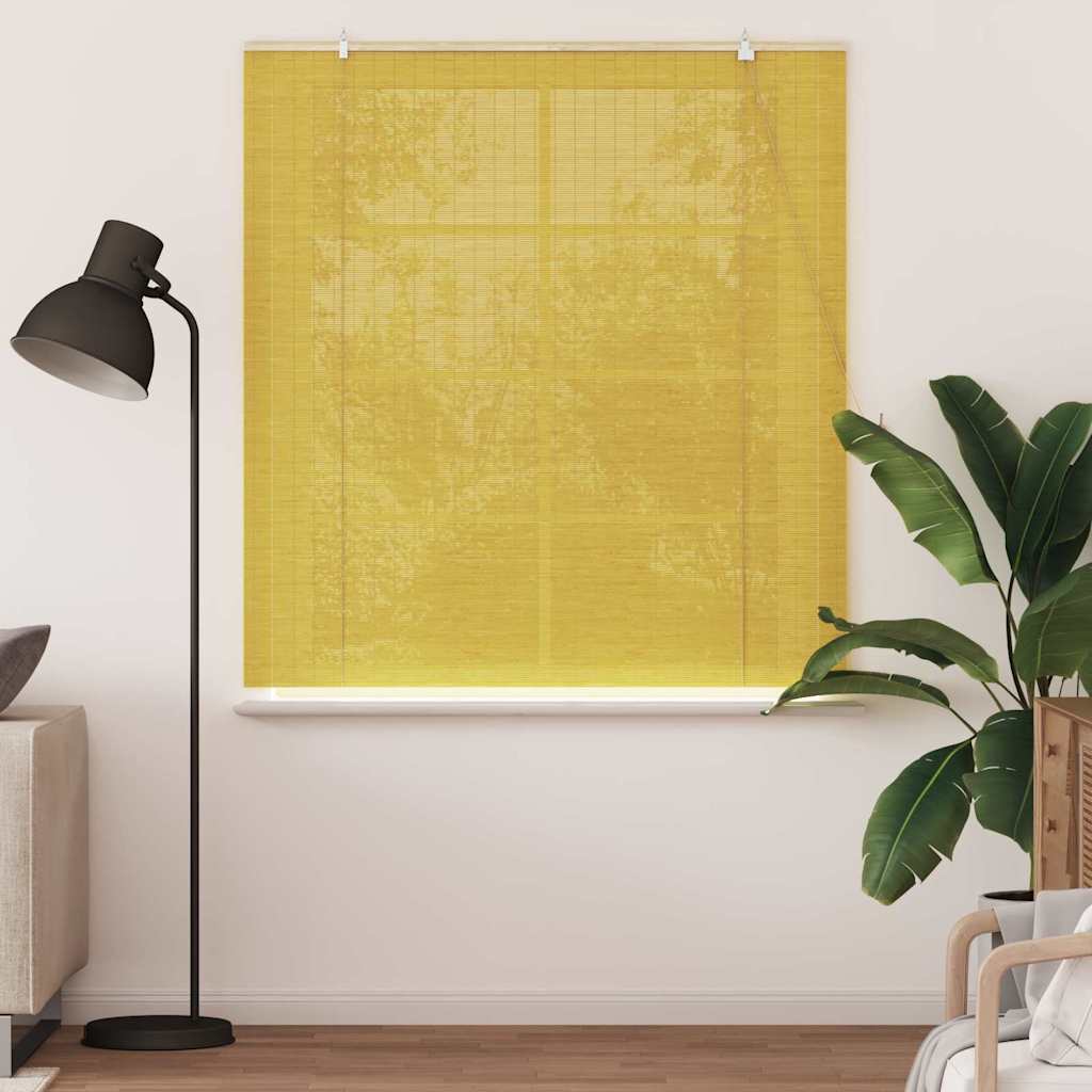 Vidaxl rolgordijn met gordijnen geel 140 x 160 cm bamboe
